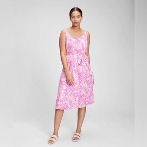 Pink floral midi dress